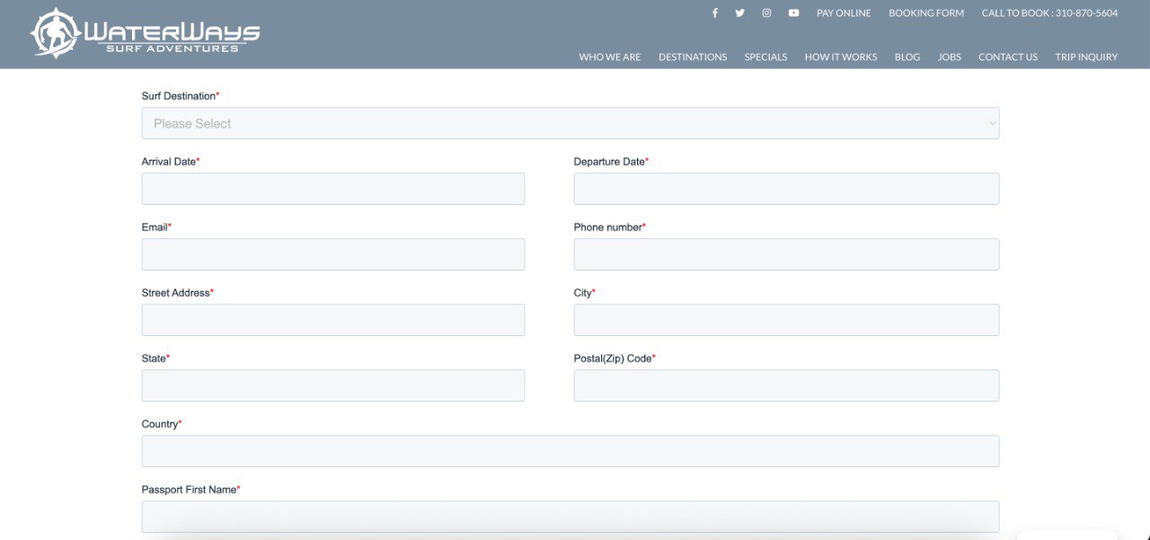 Formulario del sitio web