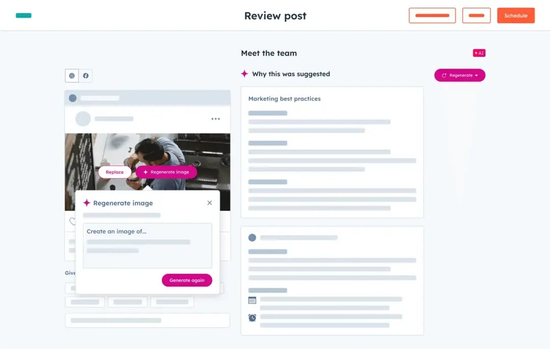 hubspot social media ai para empresas manufactureras