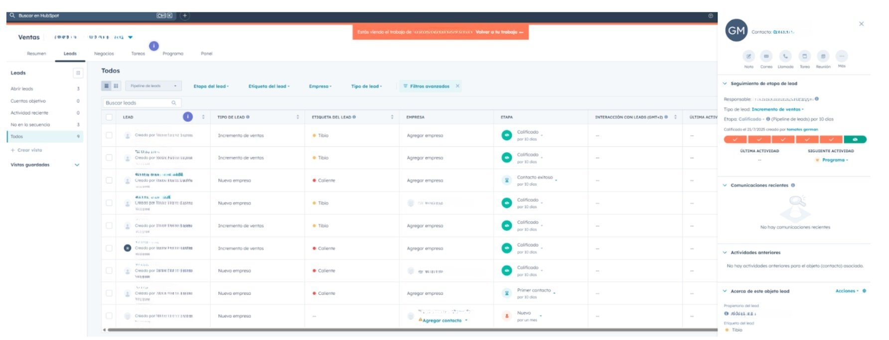leads en hubspot para empresas de bienestar