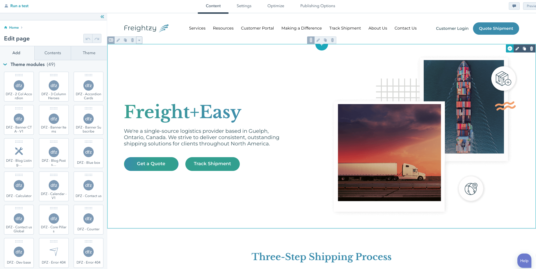 Brand Manual and Web Development in HubSpot for Freightzy Case Study